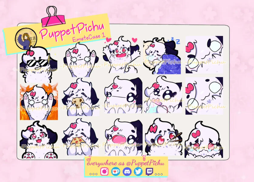 [13.06.2023] Bunch of Emotes used by PuppetPichu's community. Made on my Samsung Tab S7 with the app MediBang Paint and CSP.